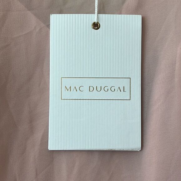 NWT MAC DUGGAL TRAPEZE DRESS WITH FEATHER TRIM 11622 $ 598.00 - Picture 7 of 11